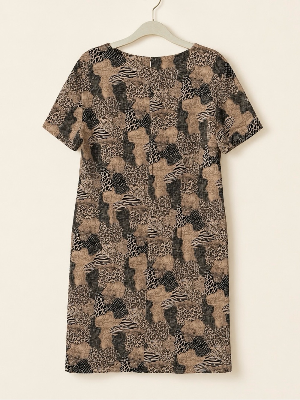 Vintage Spenser Jeremy 100% Silk Animal Print Patchwork Sheath Dress Size 16 - Picture 4 of 9
